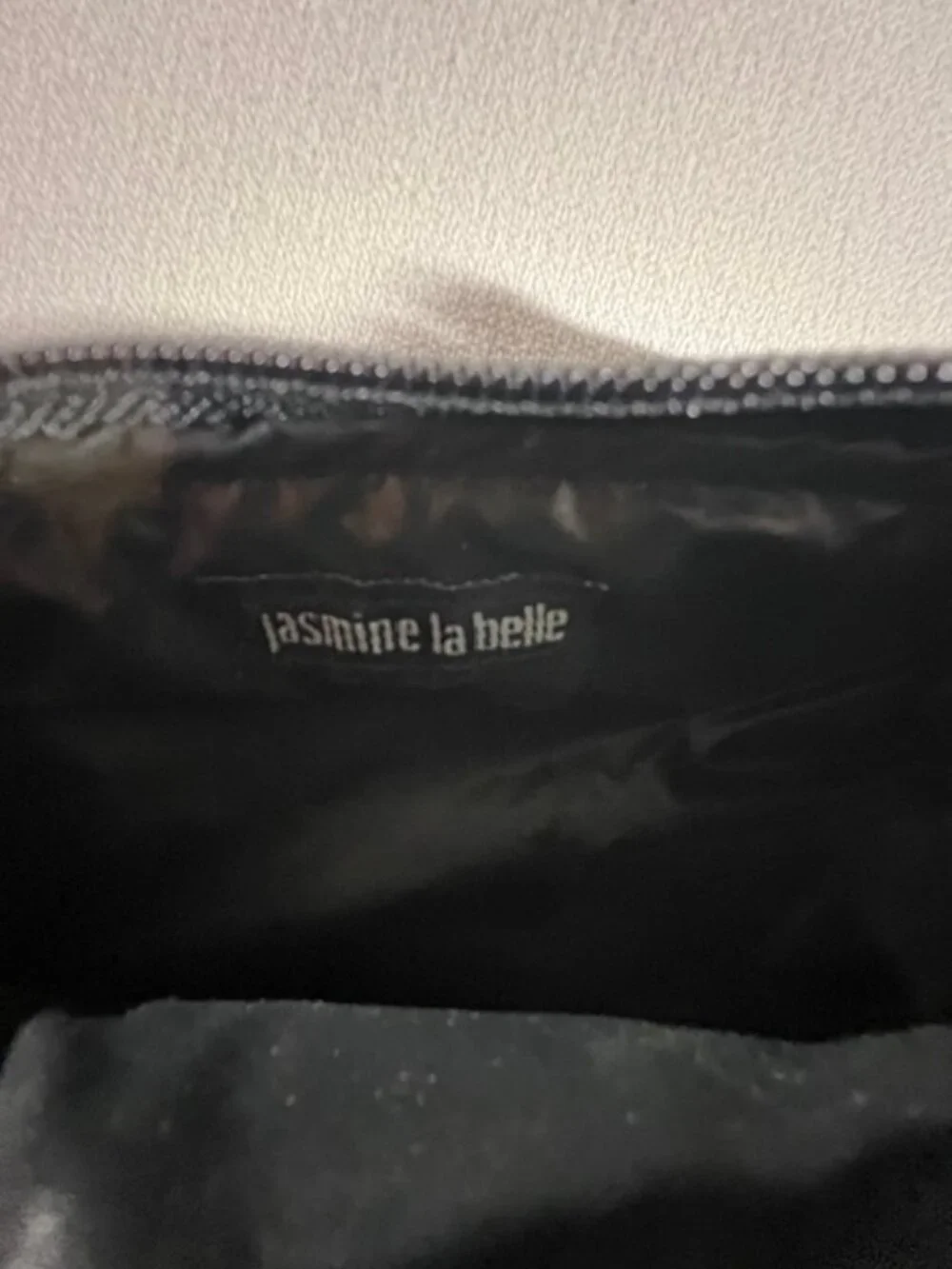 JASMINE LA BELLE cosmetic wristlet‎ bag sleek black studded grommet pouch edgy